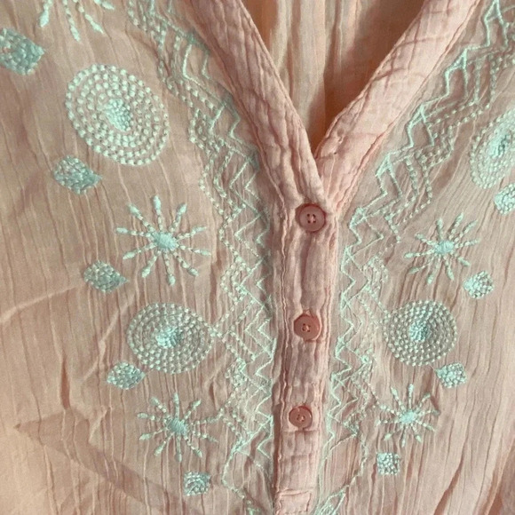 Sonoma Peach Embroidered Gauze Shirt XL - Picture 2 of 8